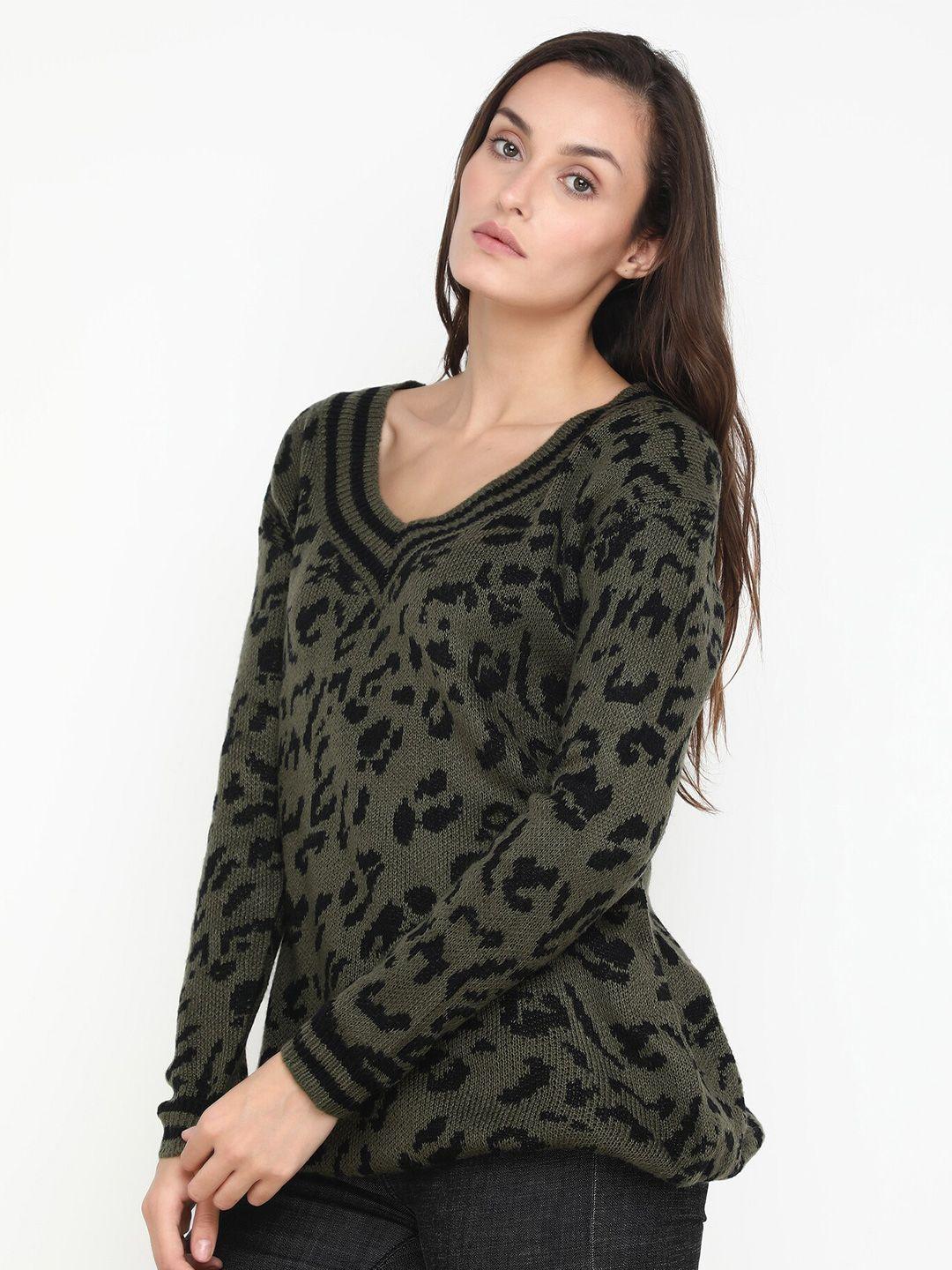 lulu & sky abstract printed long sleeves pullover sweater