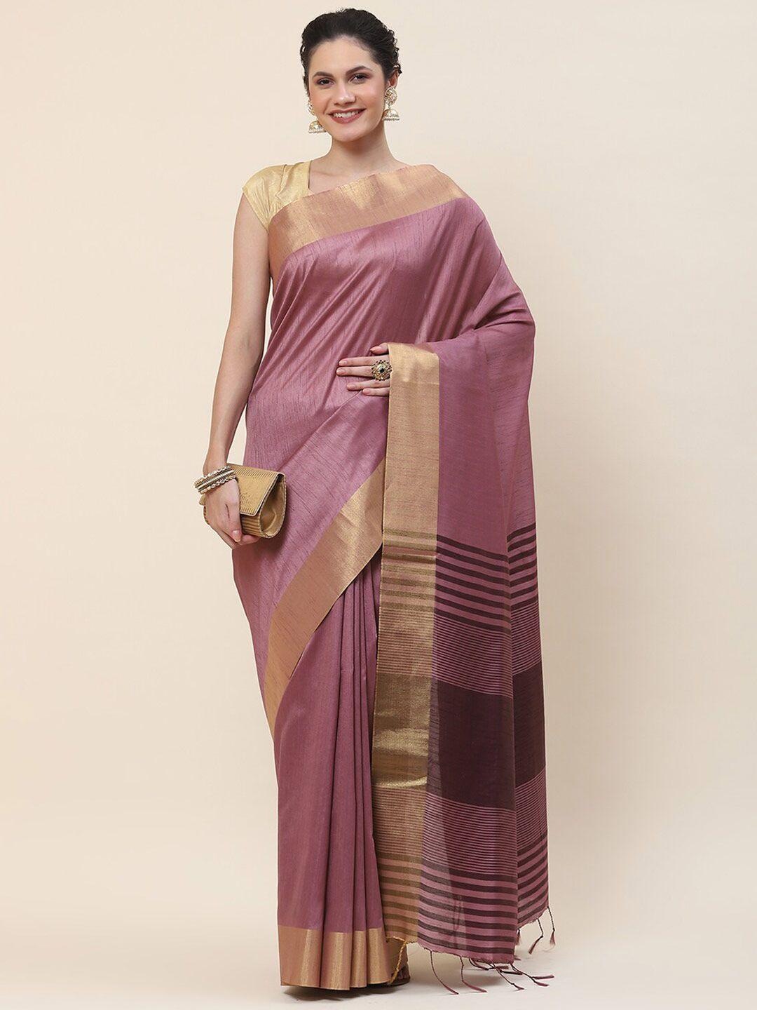 meena bazaar purple art silk saree