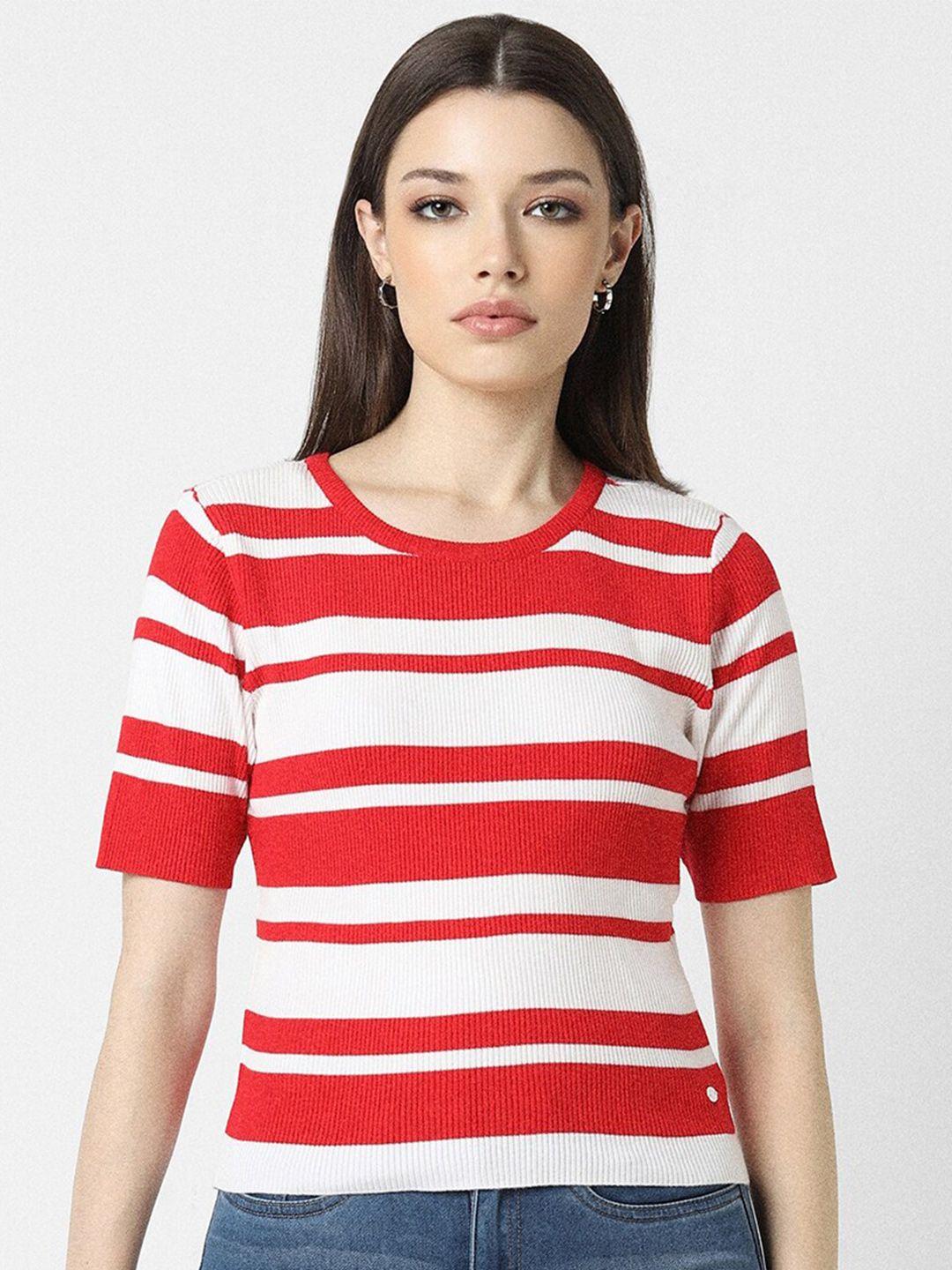 van heusen woman horizontal striped round neck top