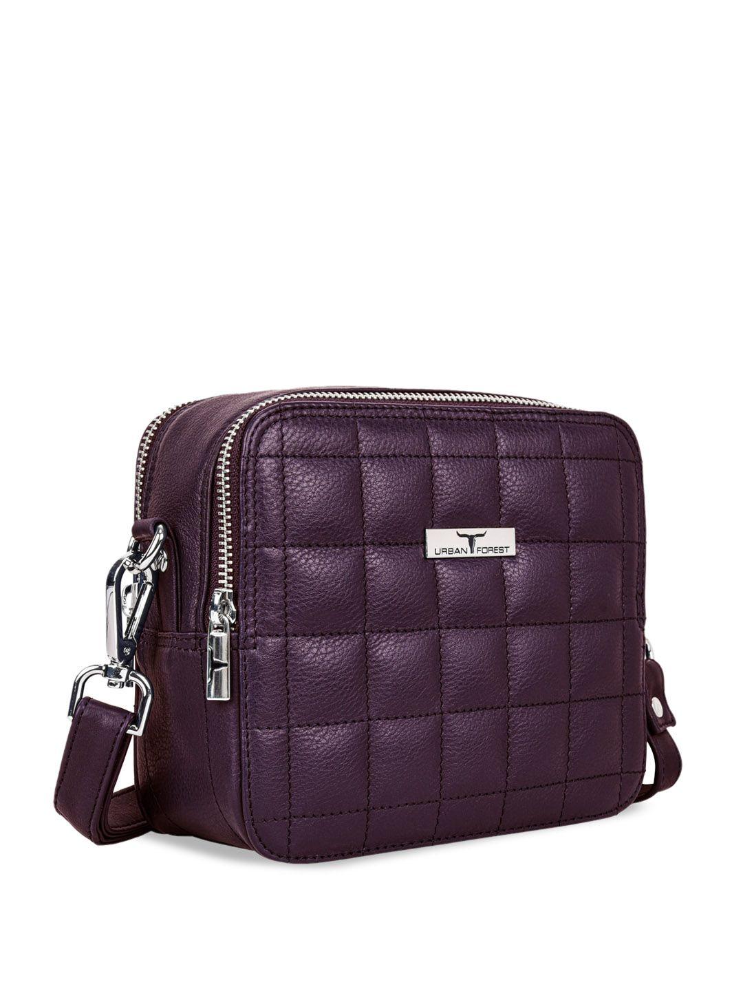 urban forest purple leather sling bag with quilted