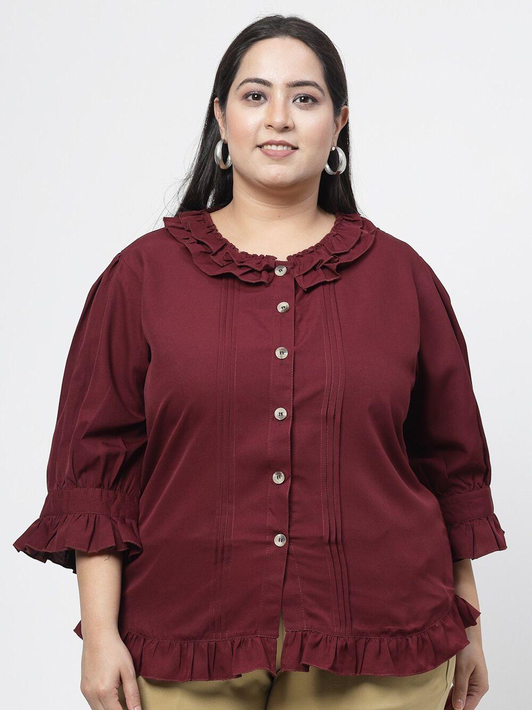 flambeur plus size bell sleeves ruffles detail top