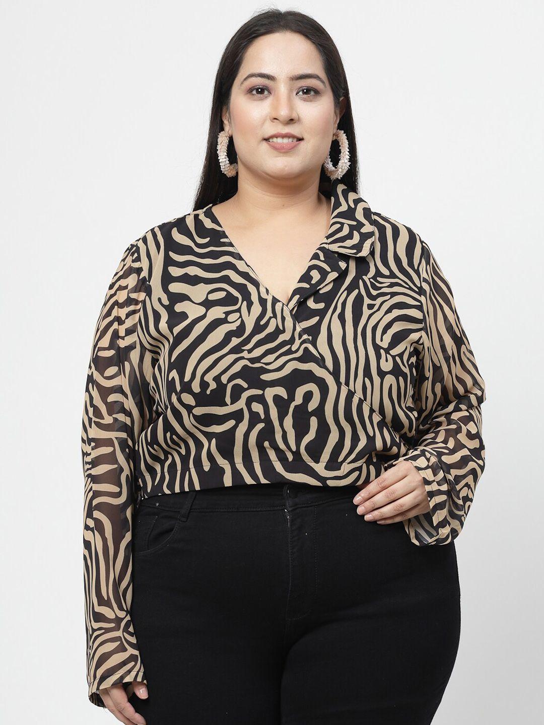 flambeur plus size printed flared sleeves wrap top