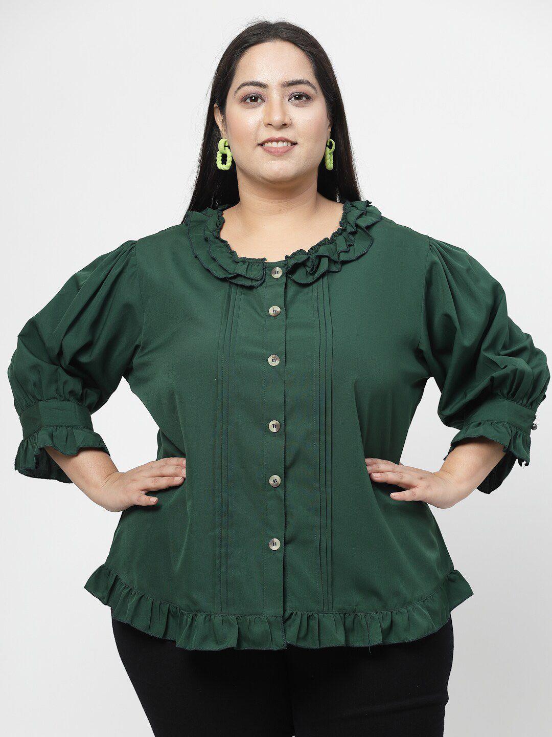 flambeur plus size bell sleeves ruffles detail top