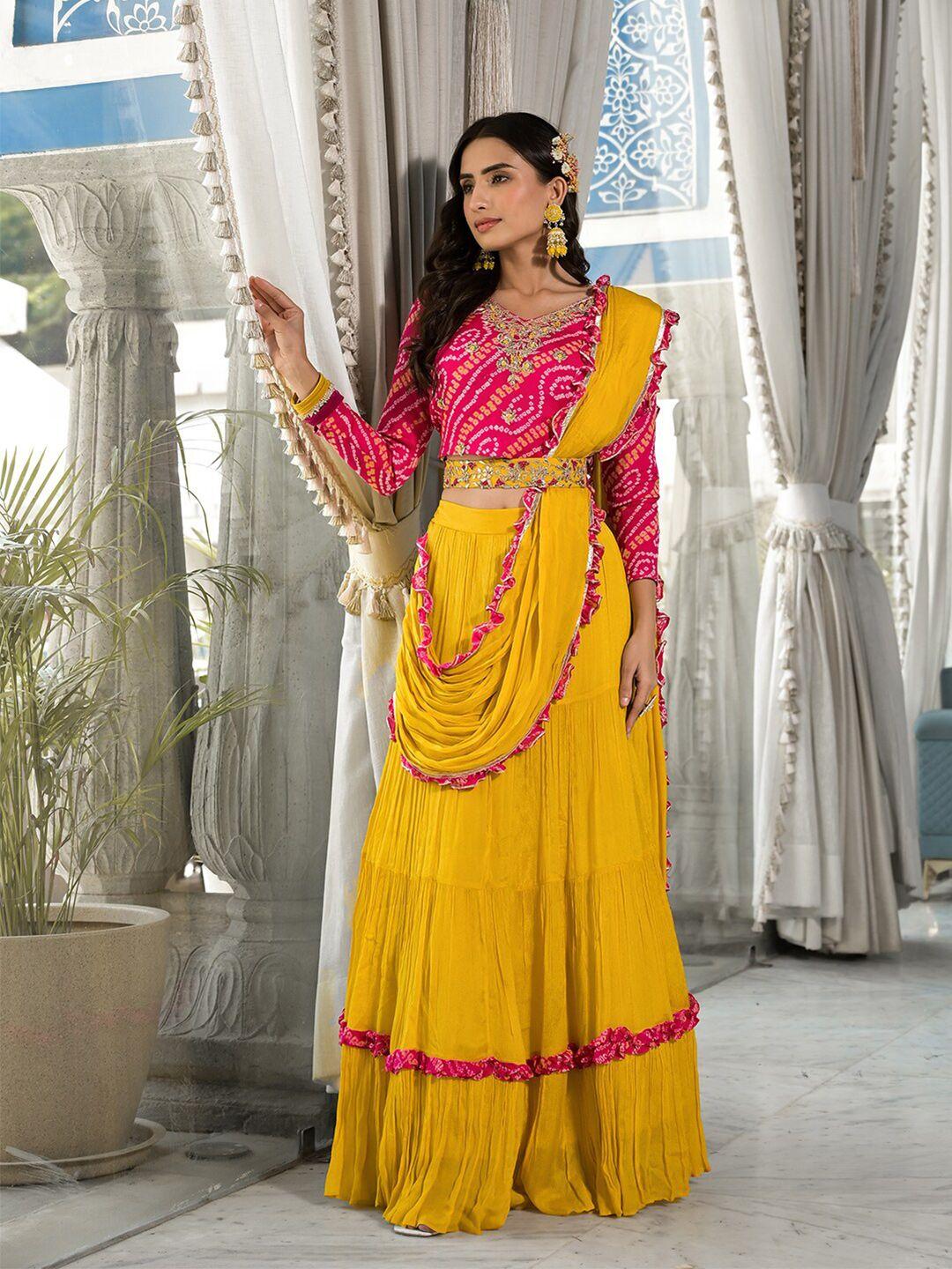 divena embroidered zardozi ready to wear lehenga & blouse with dupatta