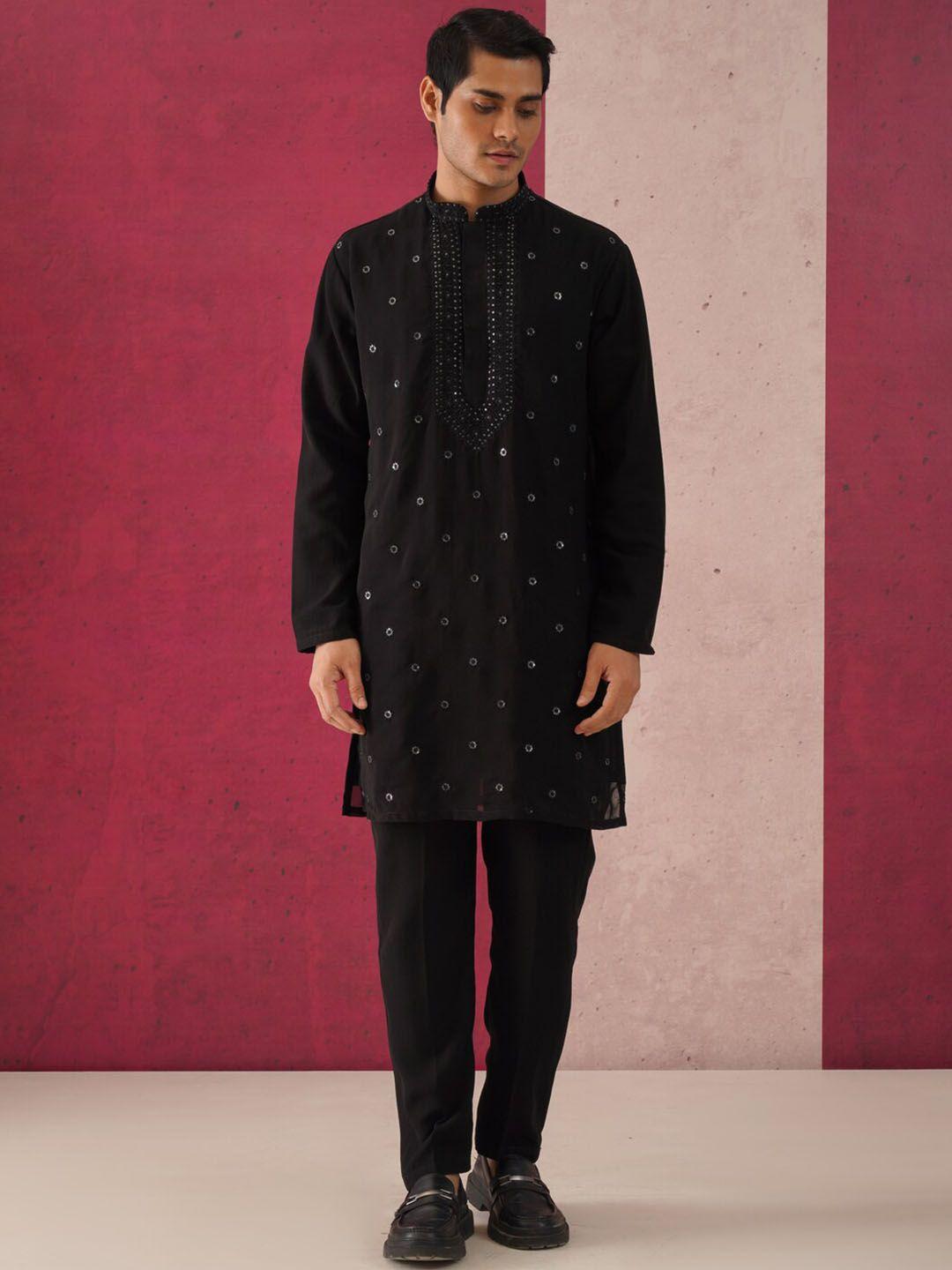 kalpraag ethnic motif embroidered sequinned straight kurta with trousers