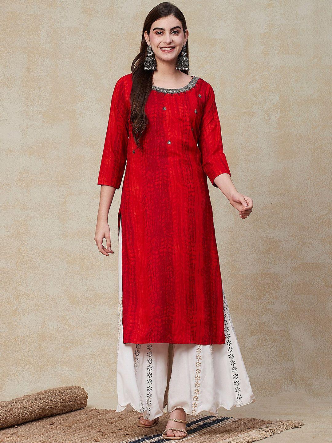 fashor women red printed kurta