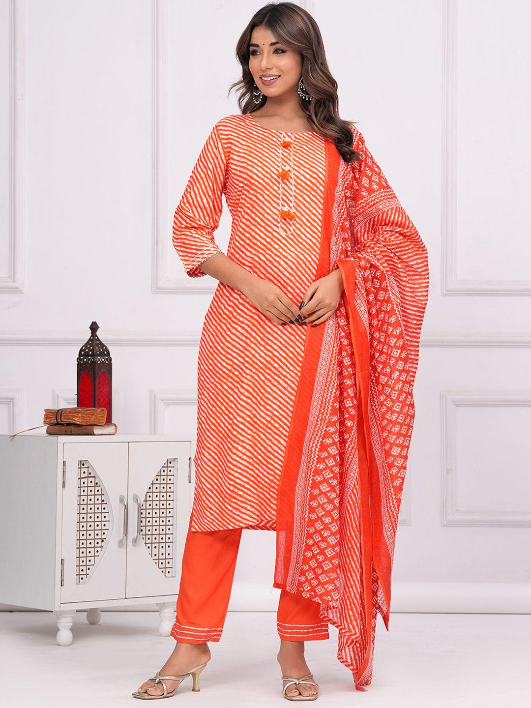 kalini leheriya printed gotta patti kurta with trousers & dupatta