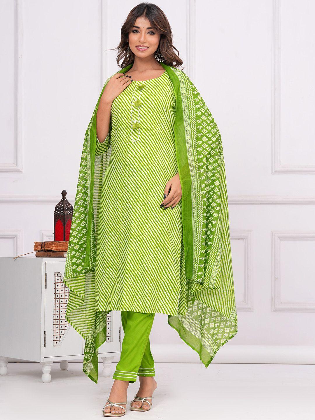 kalini leheriya printed gotta patti kurta with trousers & dupatta