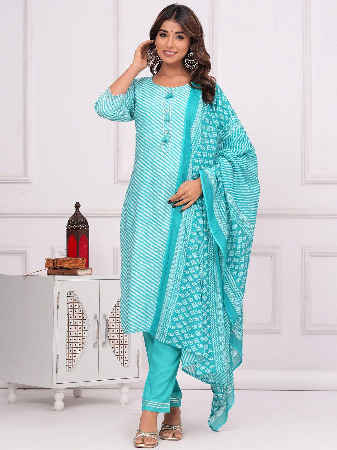 kalini leheriya printed gotta patti detail straight kurta & trousers with dupatta