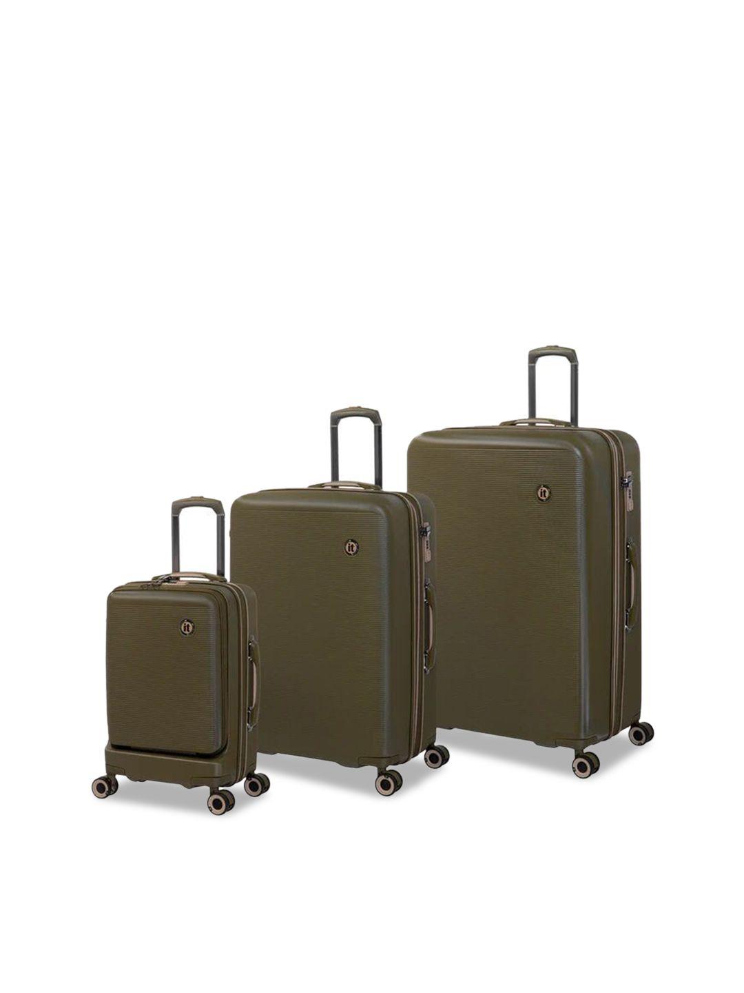 it luggage rapidity set of 3 textured hard-sided trolley suitcases