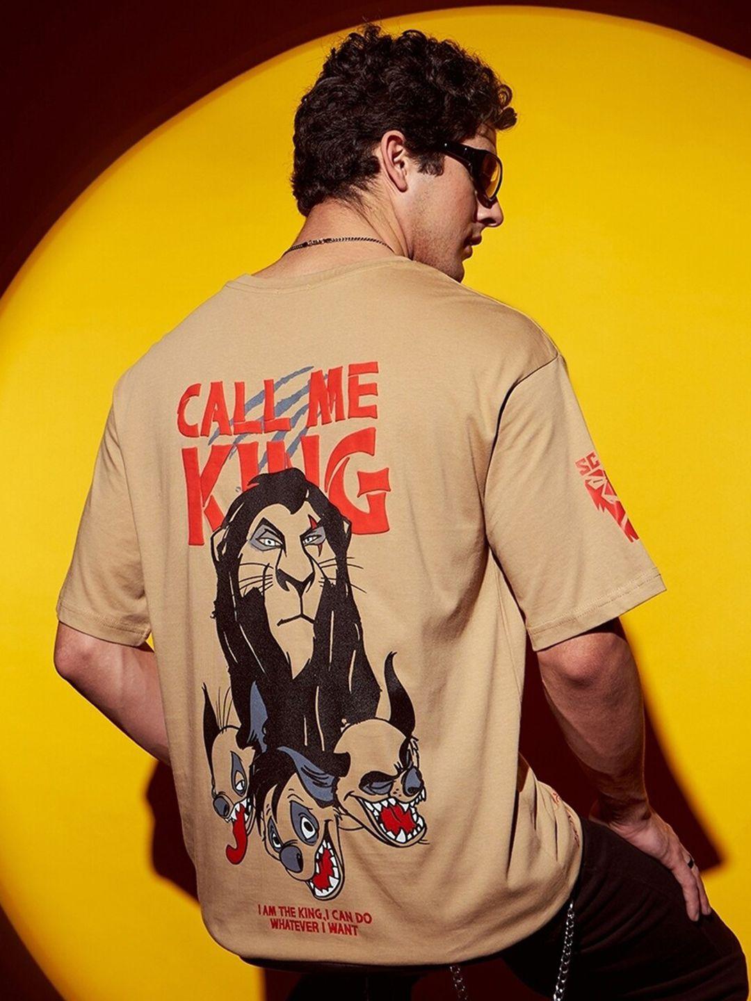 bewakoof call me king graphic printed drop-shoulder sleeves oversized pure cotton t-shirt