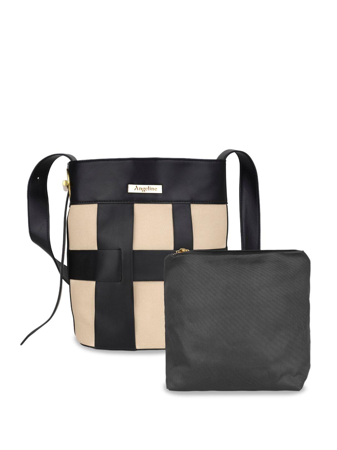 angeline black checked pu tote bag