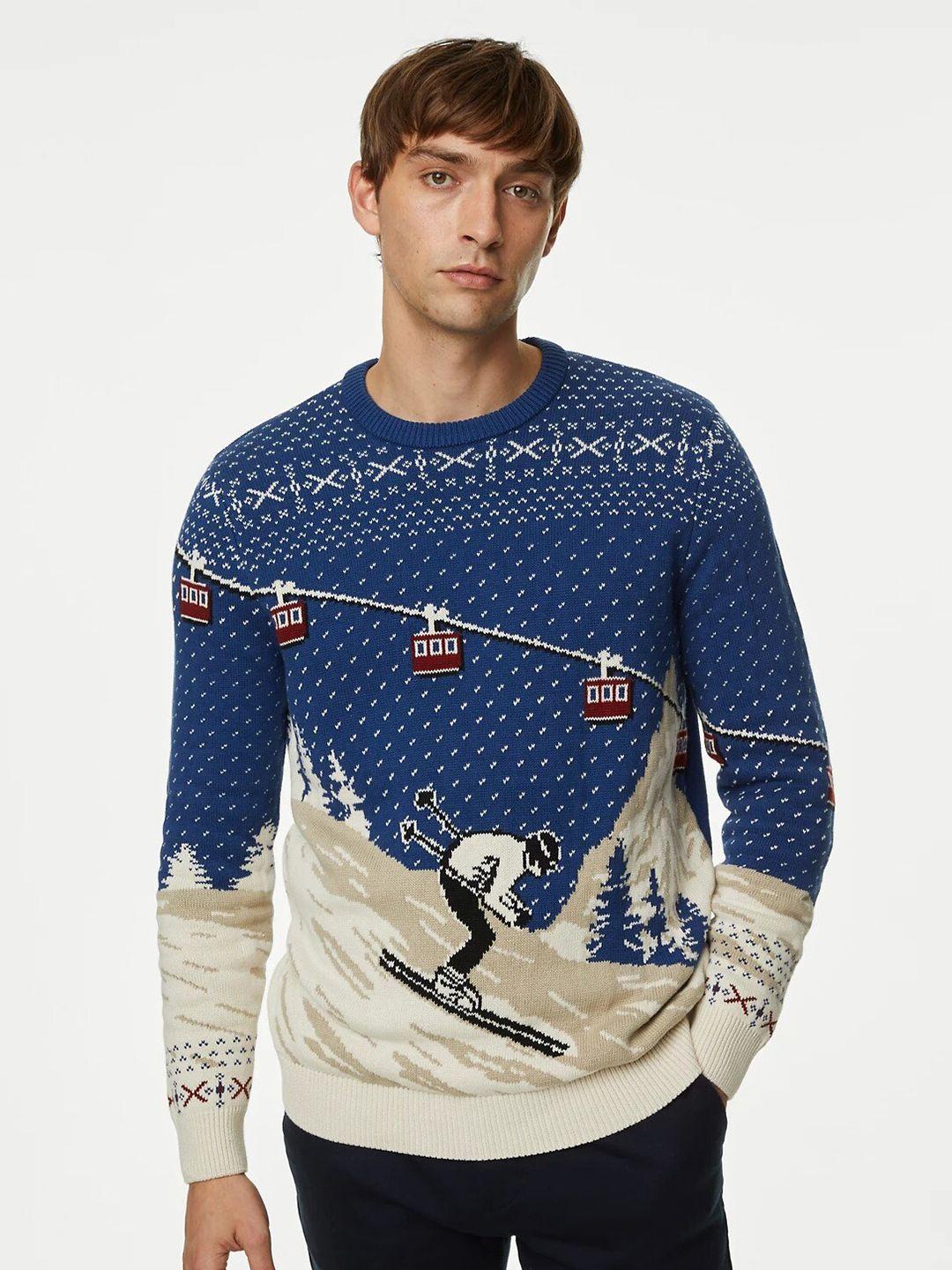 marks & spencer graphic printed pure cotton pullover sweater