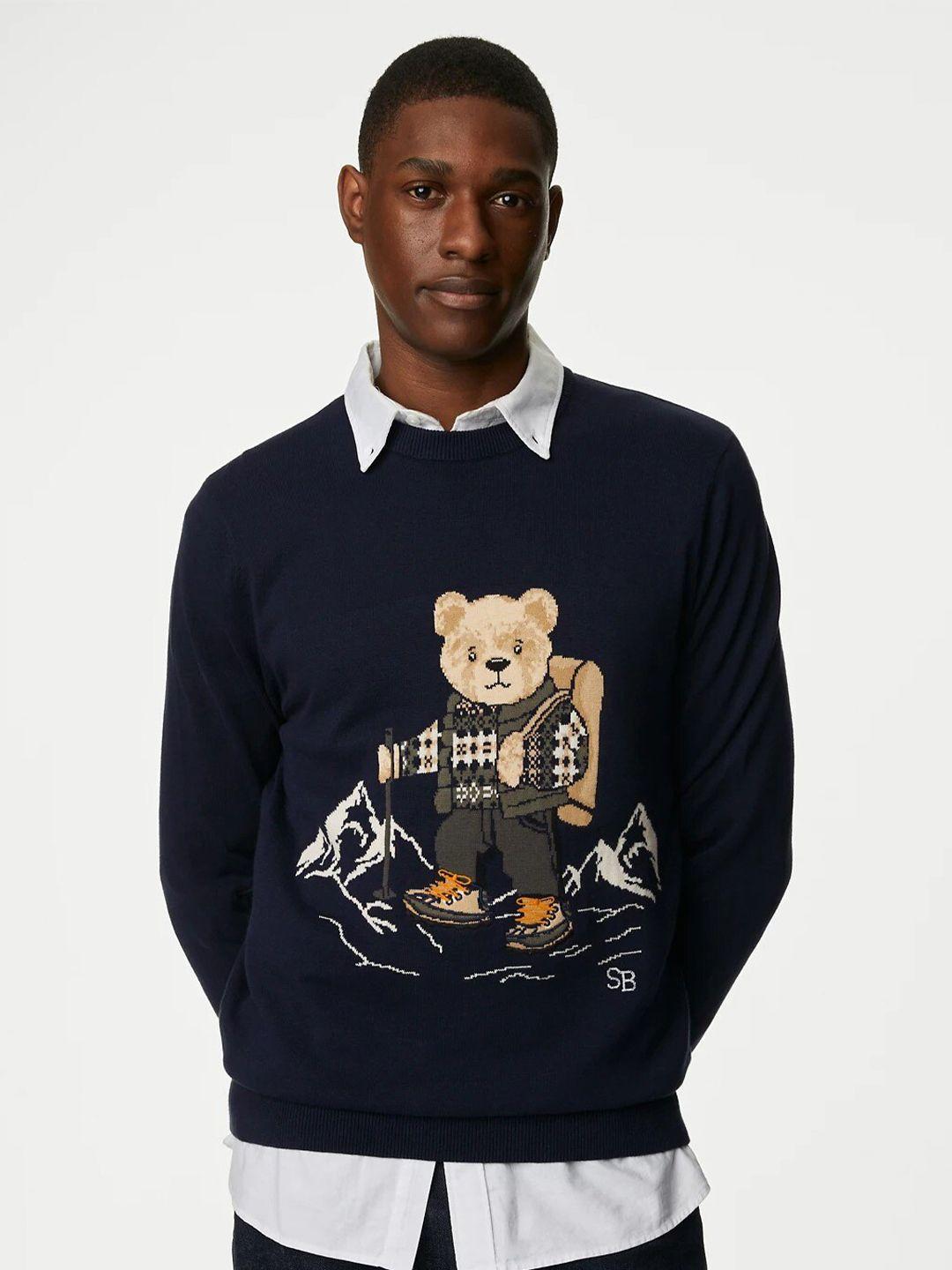 marks & spencer graphic printed pure cotton pullover sweater