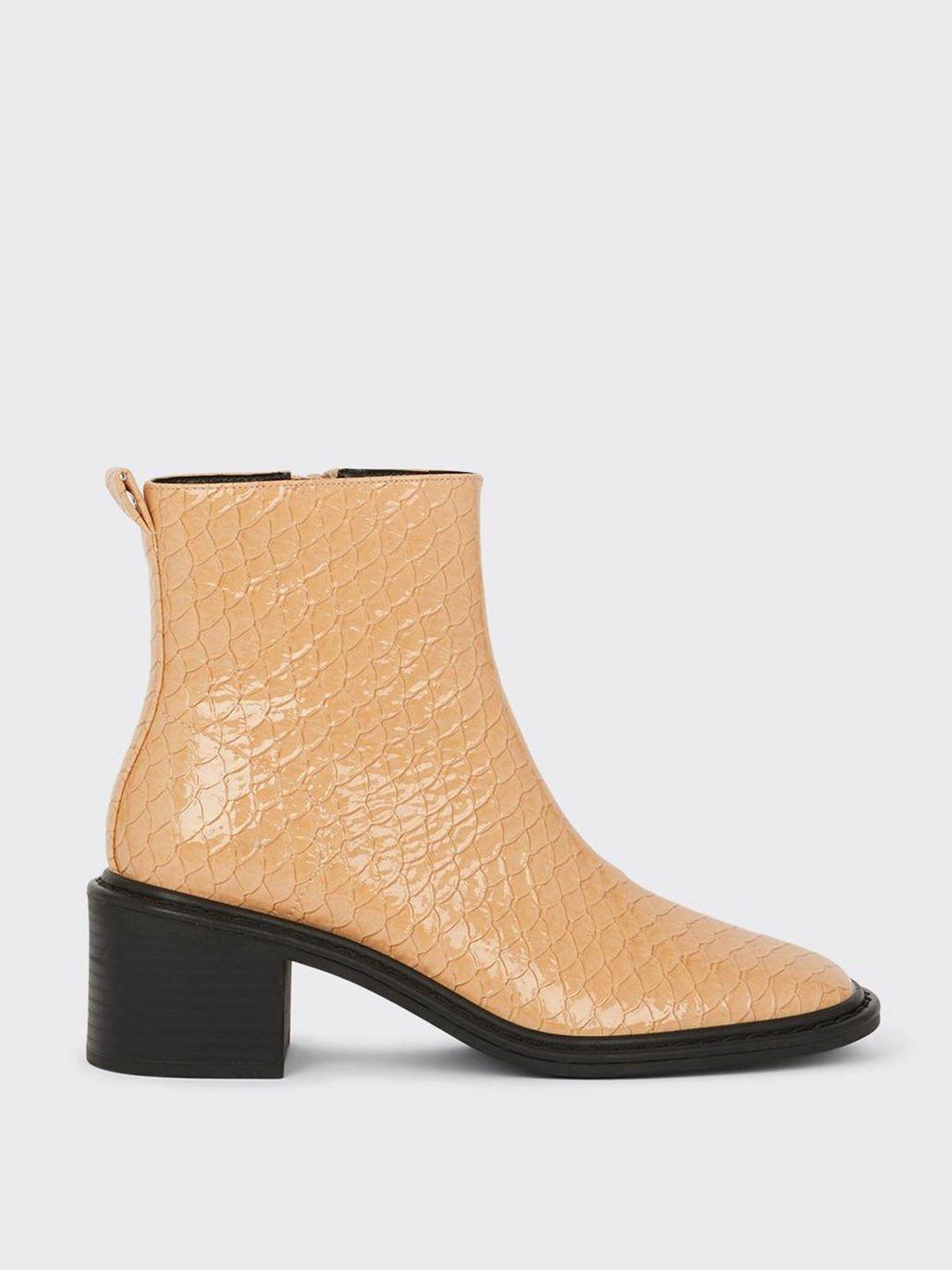 dorothy perkins mid-top fish skin textured block heel regular boots