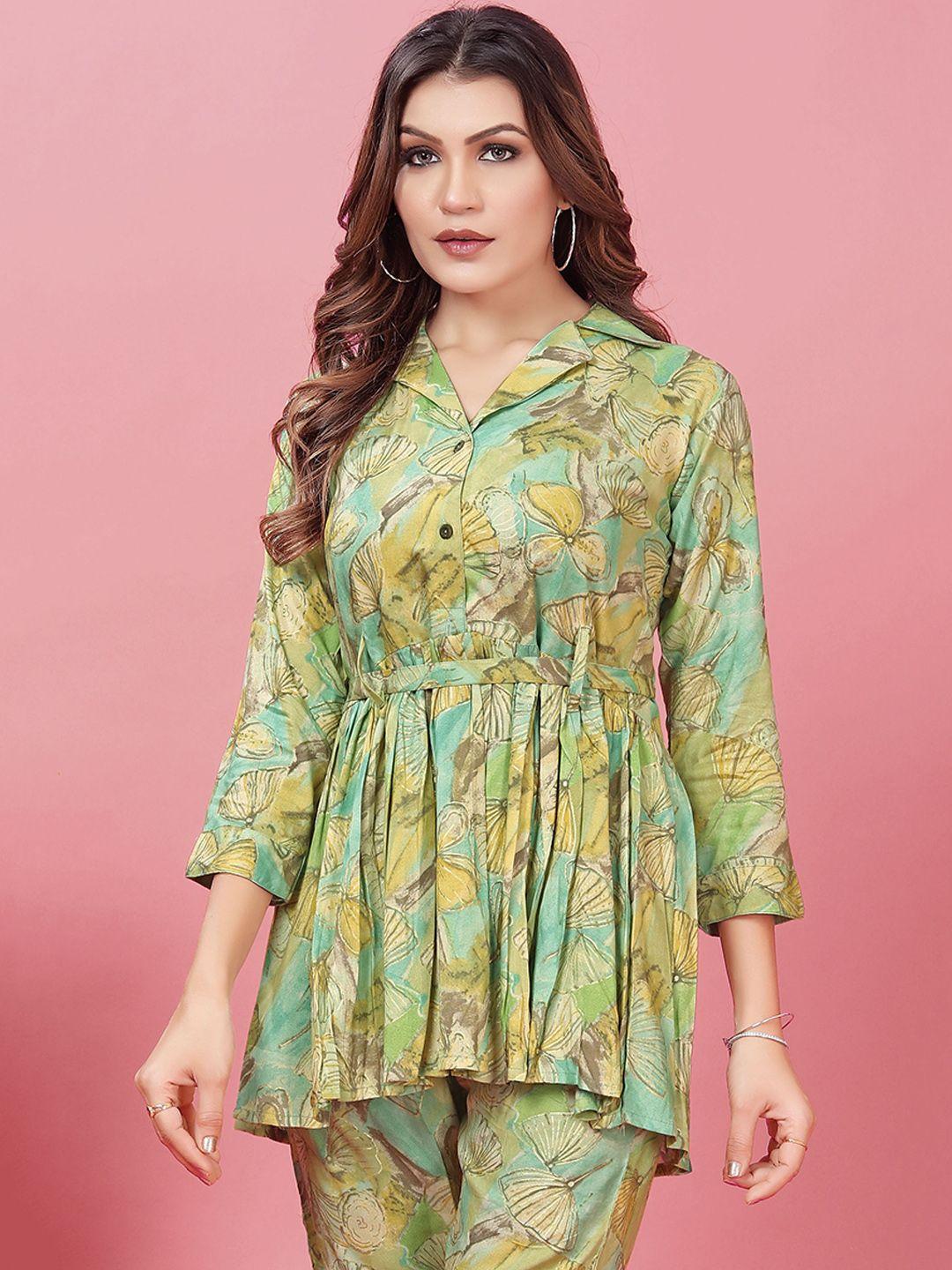 kalini floral printed tunic with trouser co-ords