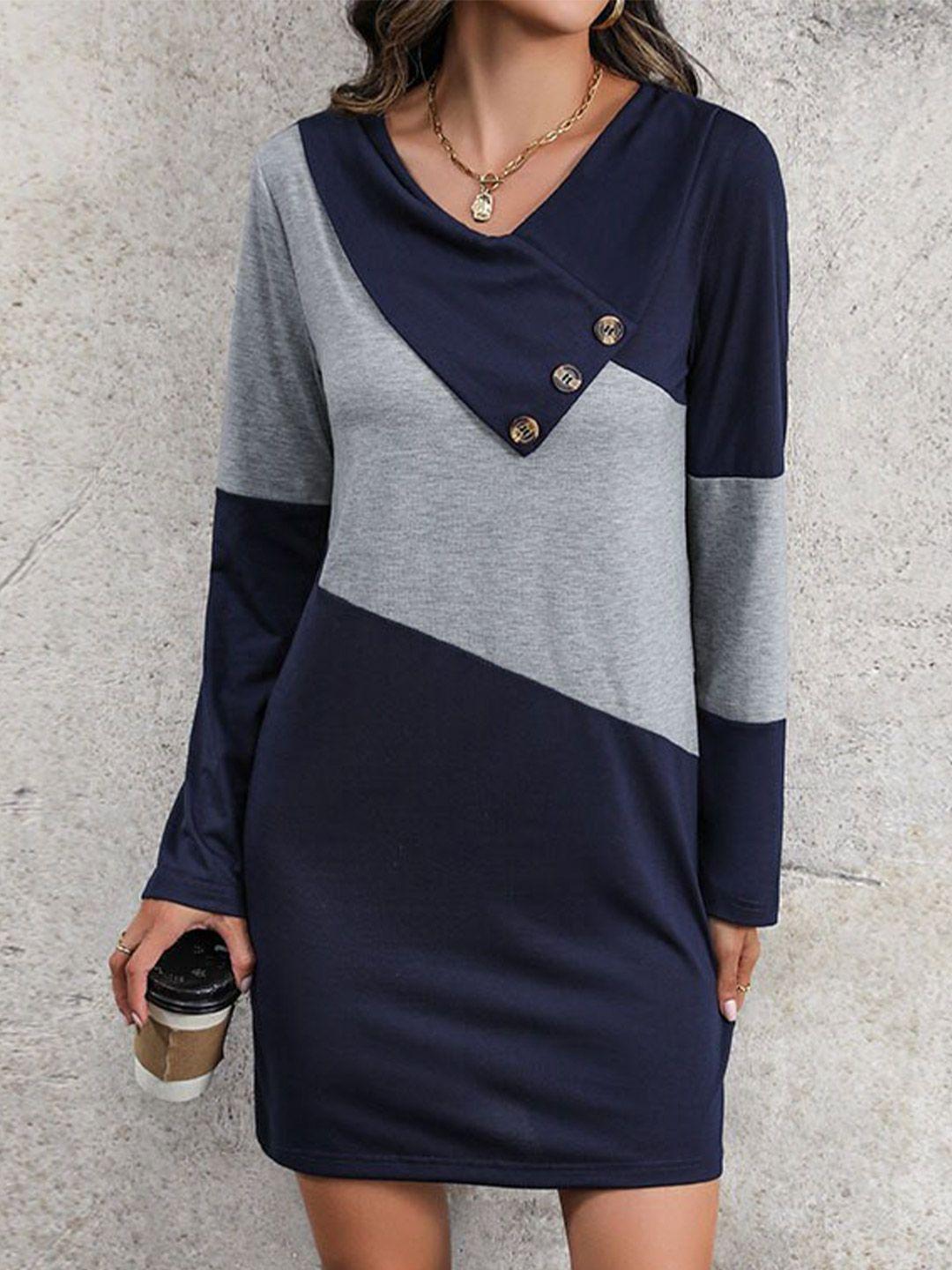 stylecast navy blue colourblocked t-shirt dress