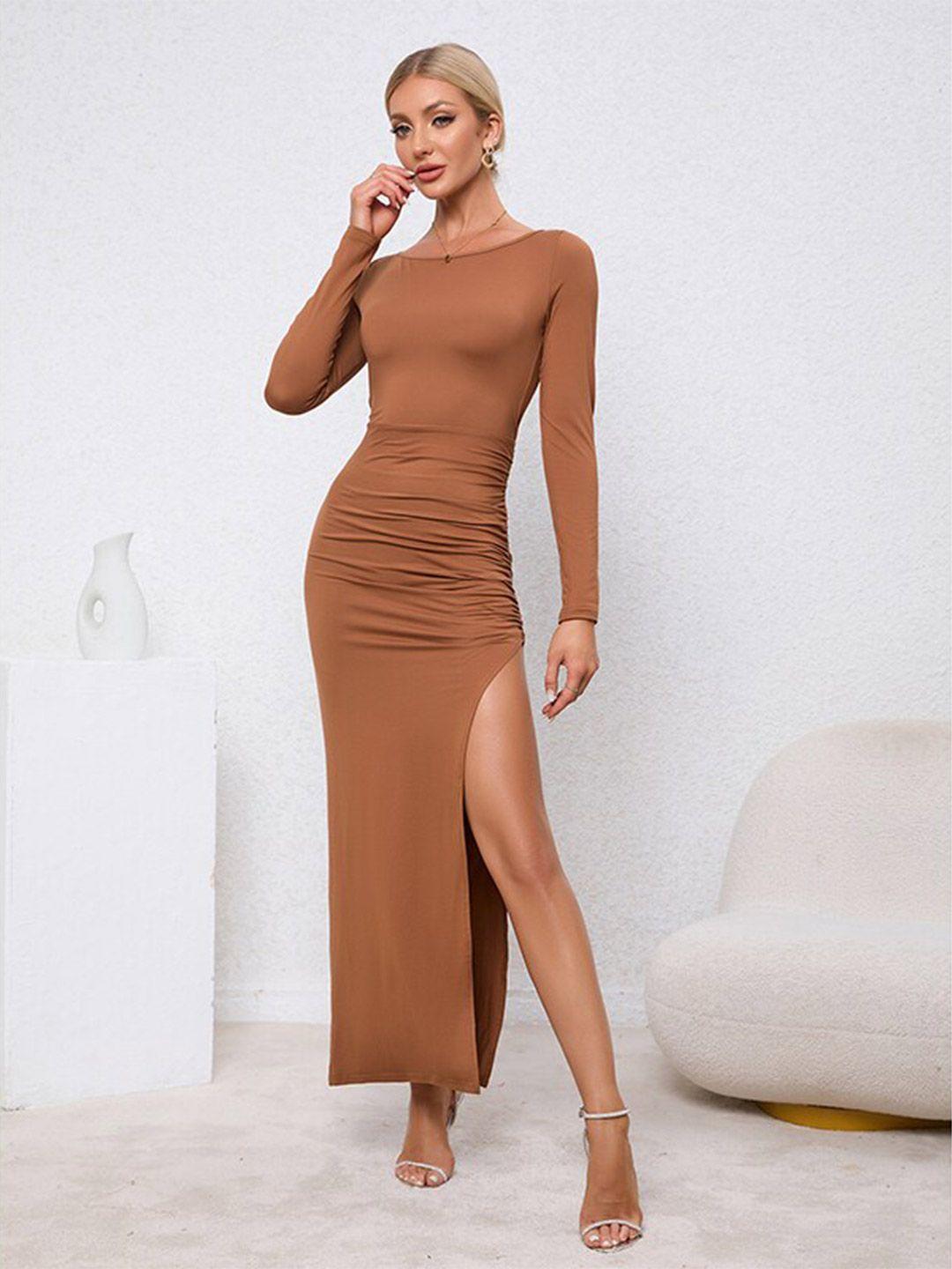 stylecast brown bodycon maxi dress