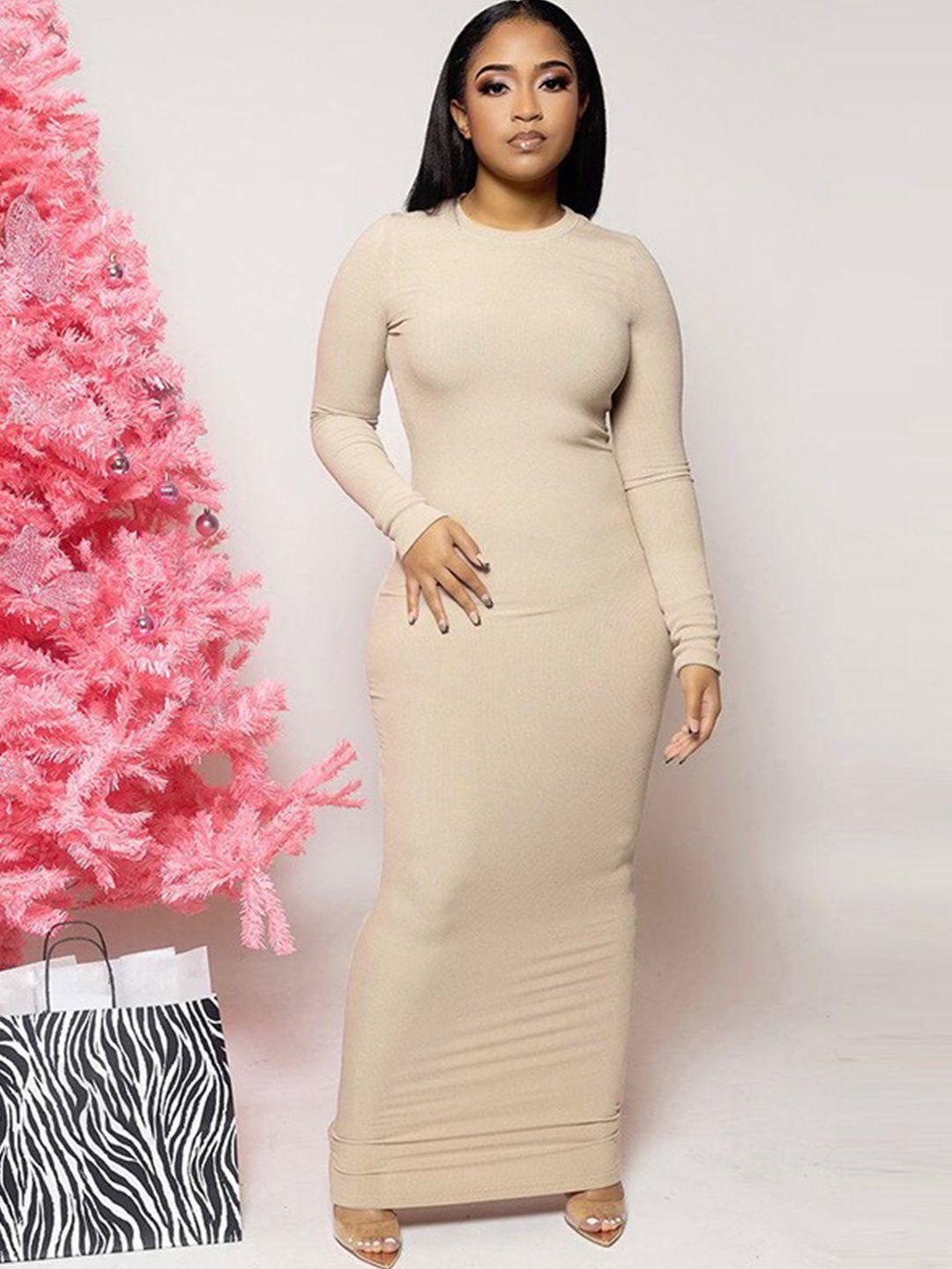 stylecast beige bodycon maxi dress