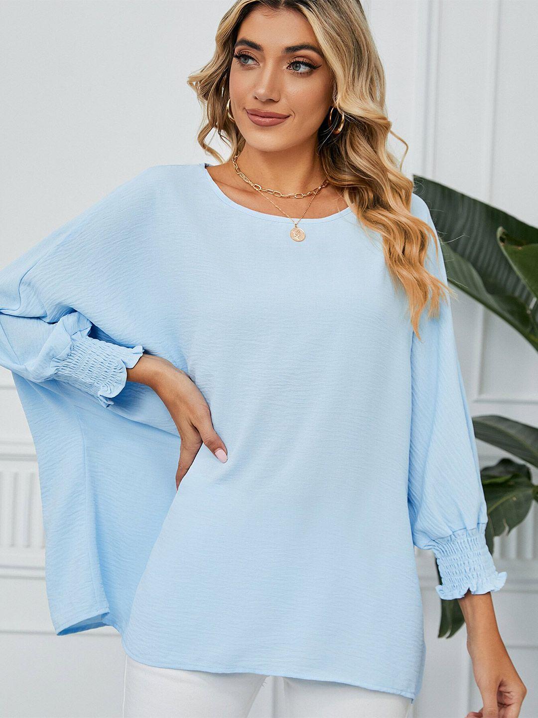 stylecast blue batwing sleeve chambray top