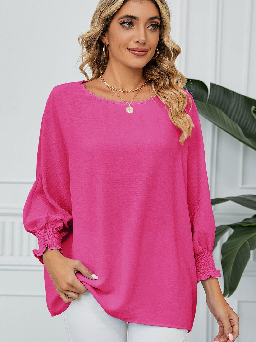 stylecast fuchsia batwing sleeve chambray top