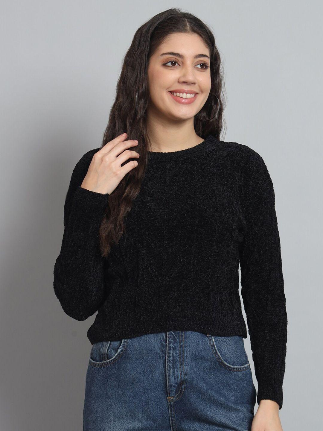 chemistry women black cable knit woollen sweater vest