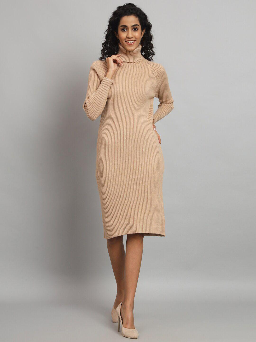 chemistry camel brown woollen long dress