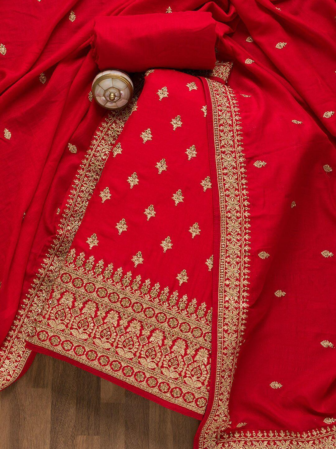 koskii embroidered raw silk unstitched dress material