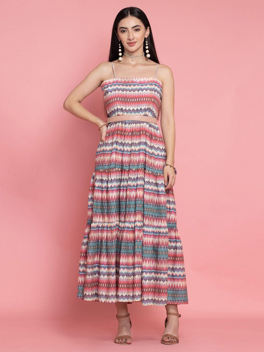 octics blue print a-line maxi dress