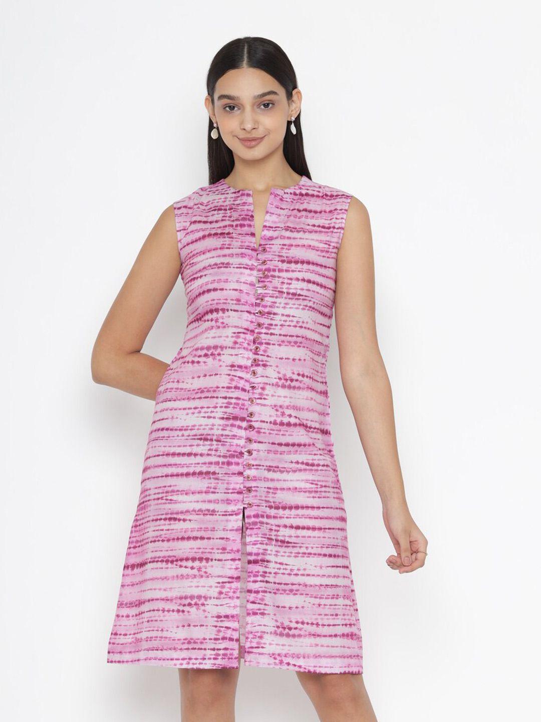 octics pink print a-line dress