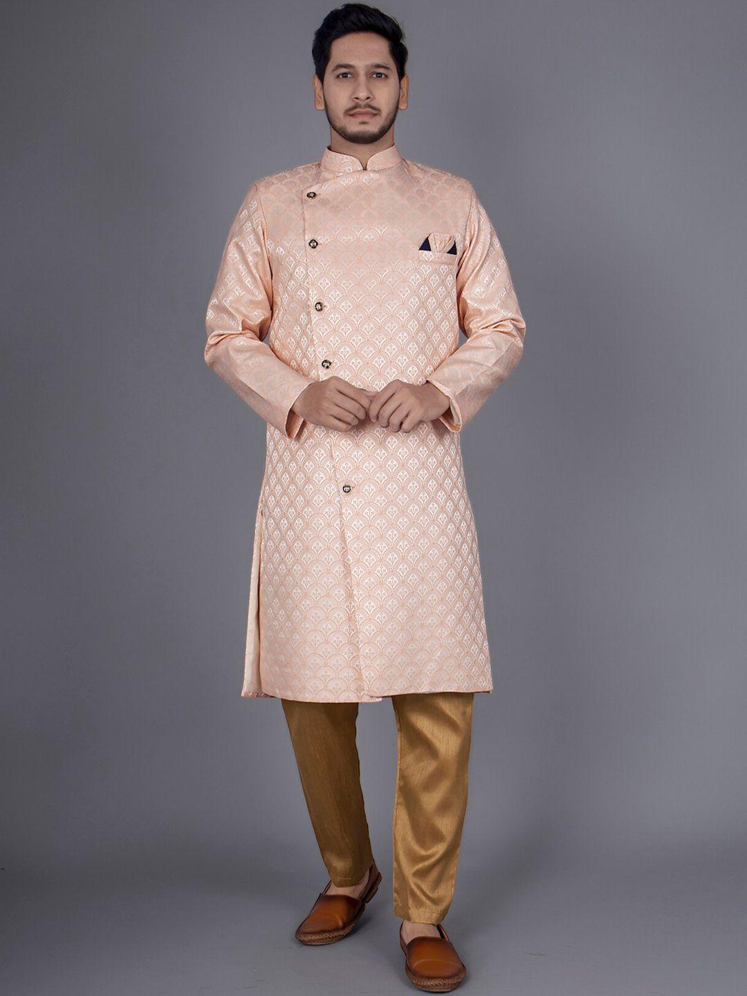 amzira ethnic motifs woven design pure cotton sherwani set