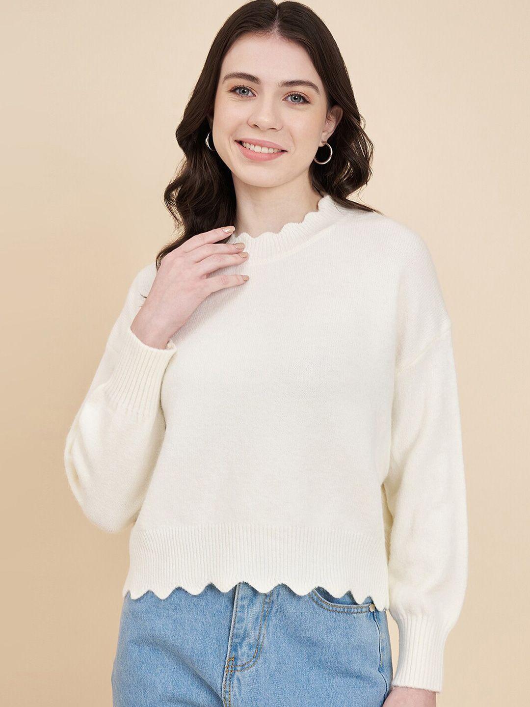 chemistry women cream-coloured woollen pullover