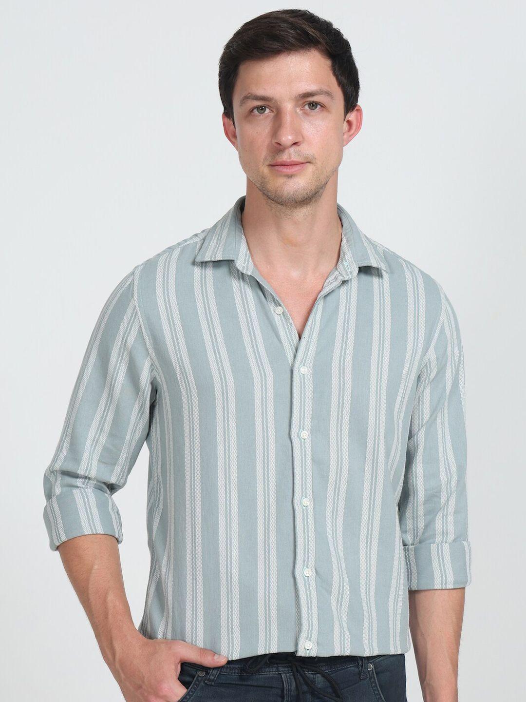 poe smart vertical striped slim fit cotton shirt