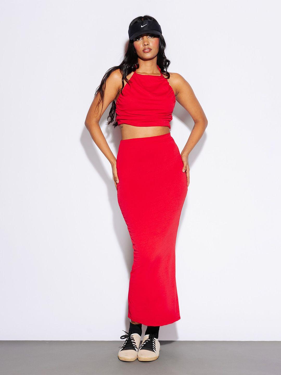 freakins halter neck crop top with skirt