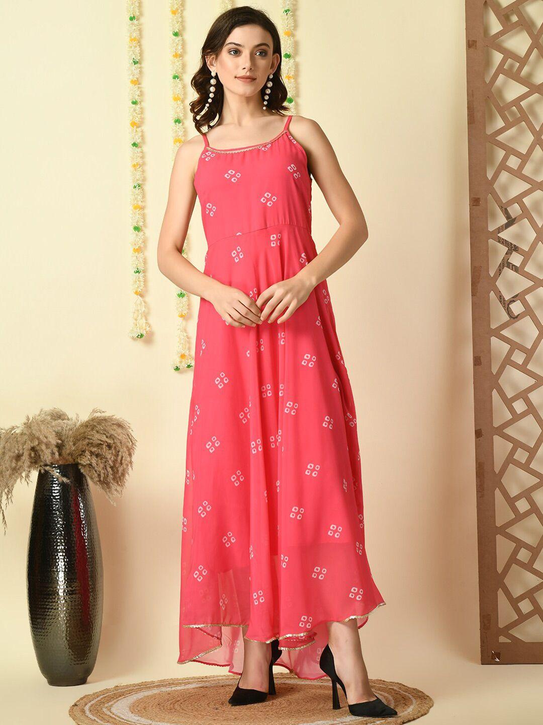 kalini ethnic motifs printed georgette a-line maxi dress