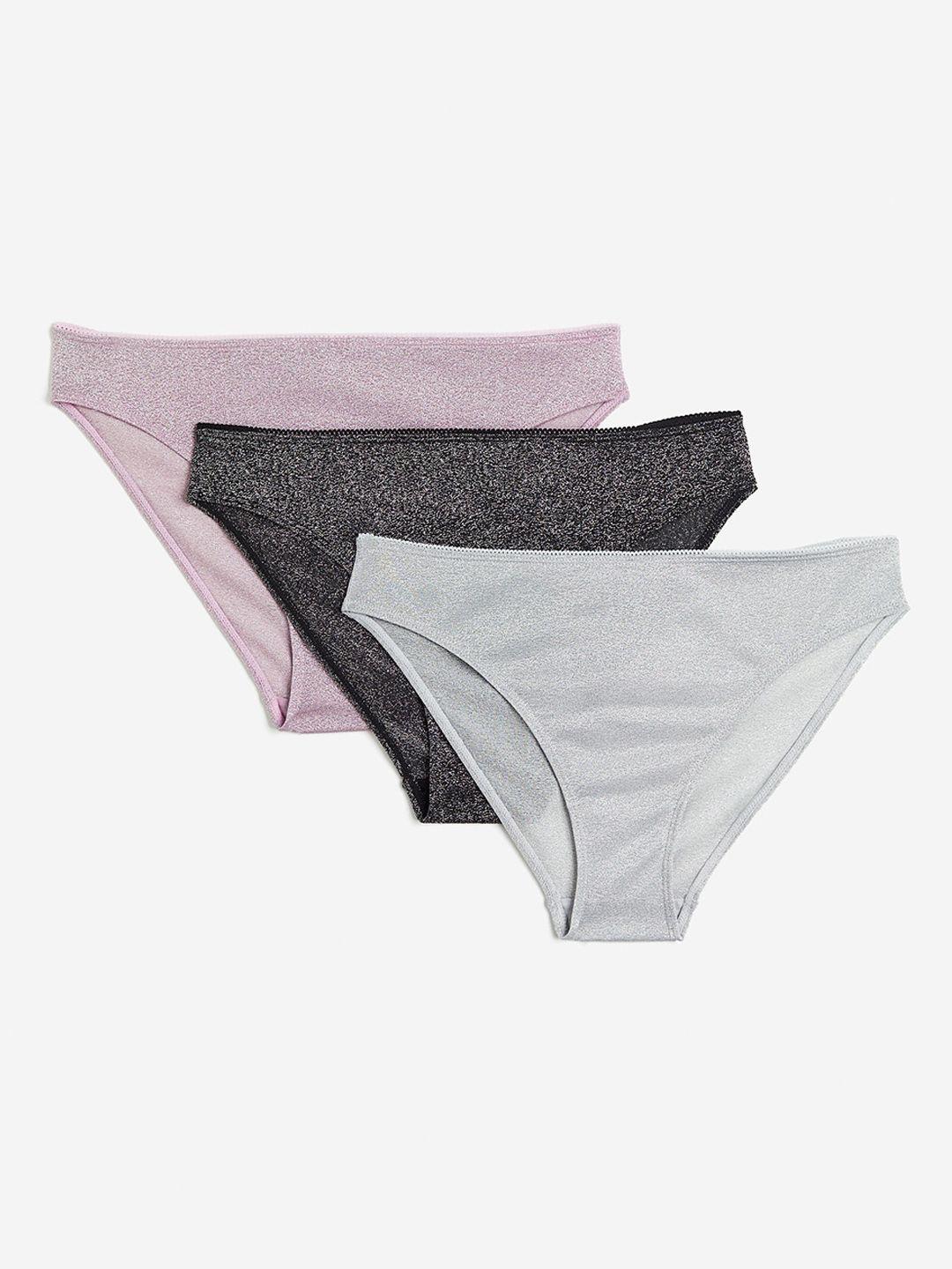 h&m women 3-pack picot-trimmed cotton briefs