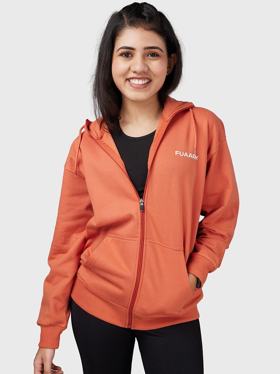 fuaark women orange lightweight antimicrobial training or gym sporty jacket