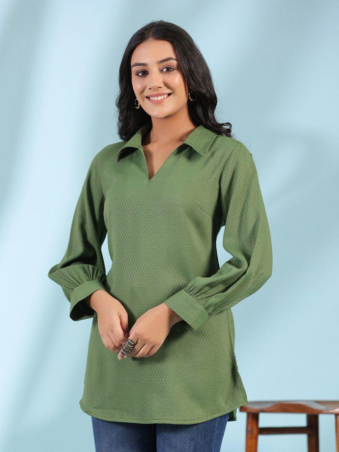 soan dobby woven design shirt collar kurti