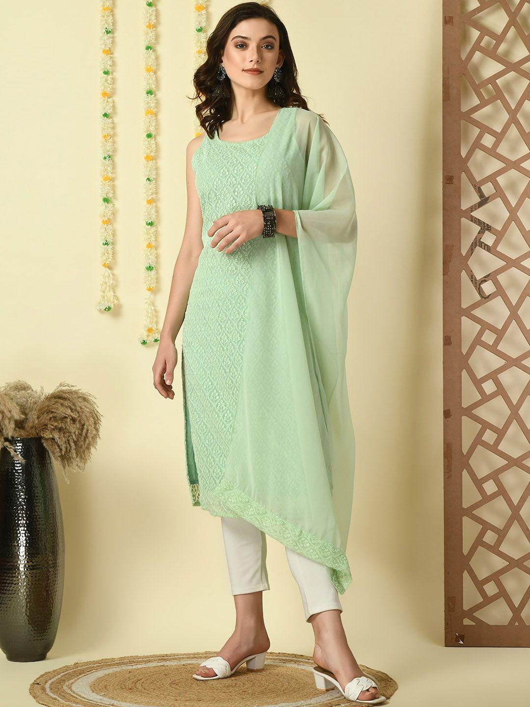 kalini ethnic motifs embroidered kurta with dupatta