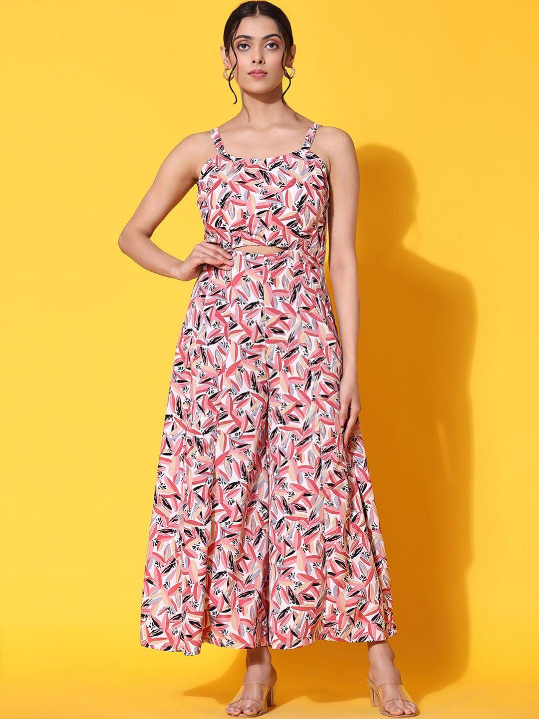 kalini multicoloured & red printed basic jumpsuit