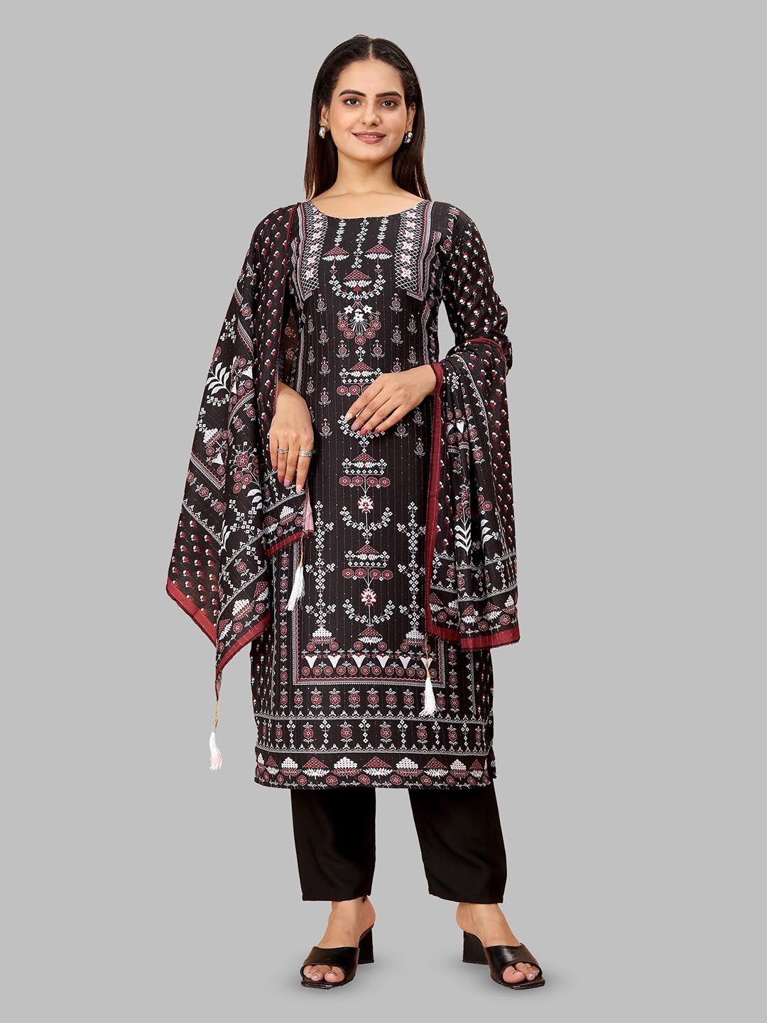 n n enterprise embroidered pure cotton kurta & trousers with dupatta