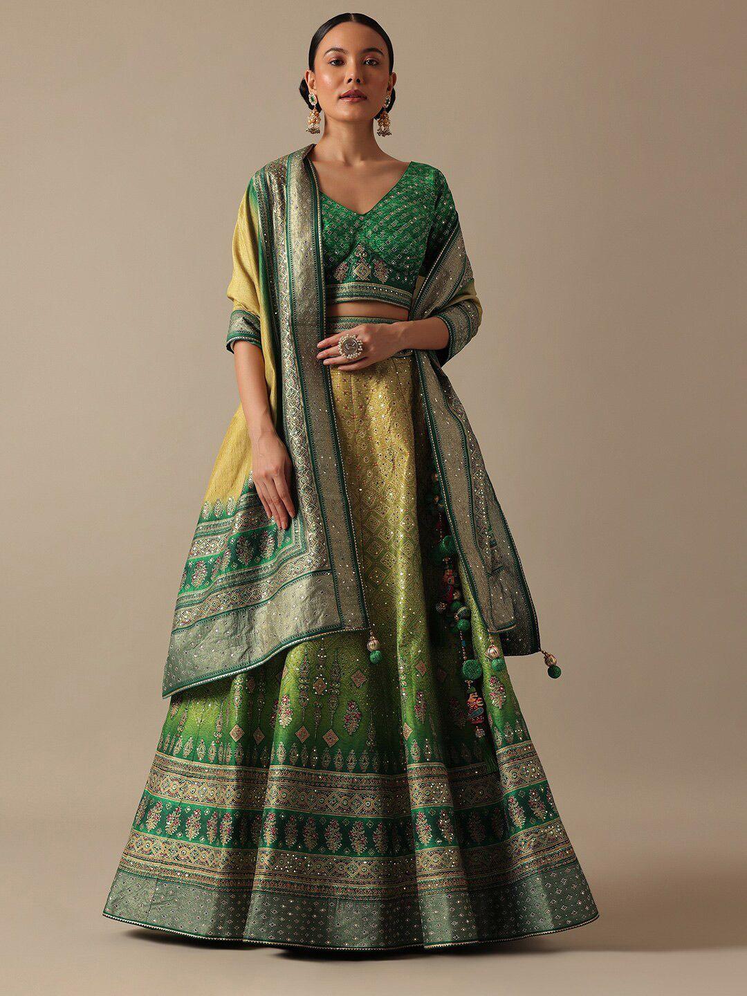 kalki fashion green embellished ready to wear lehenga & blouse with dupatta