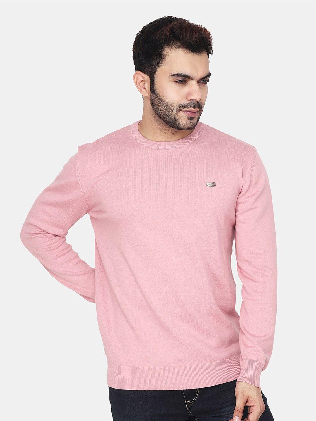 albion men peach-coloured woollen pullover