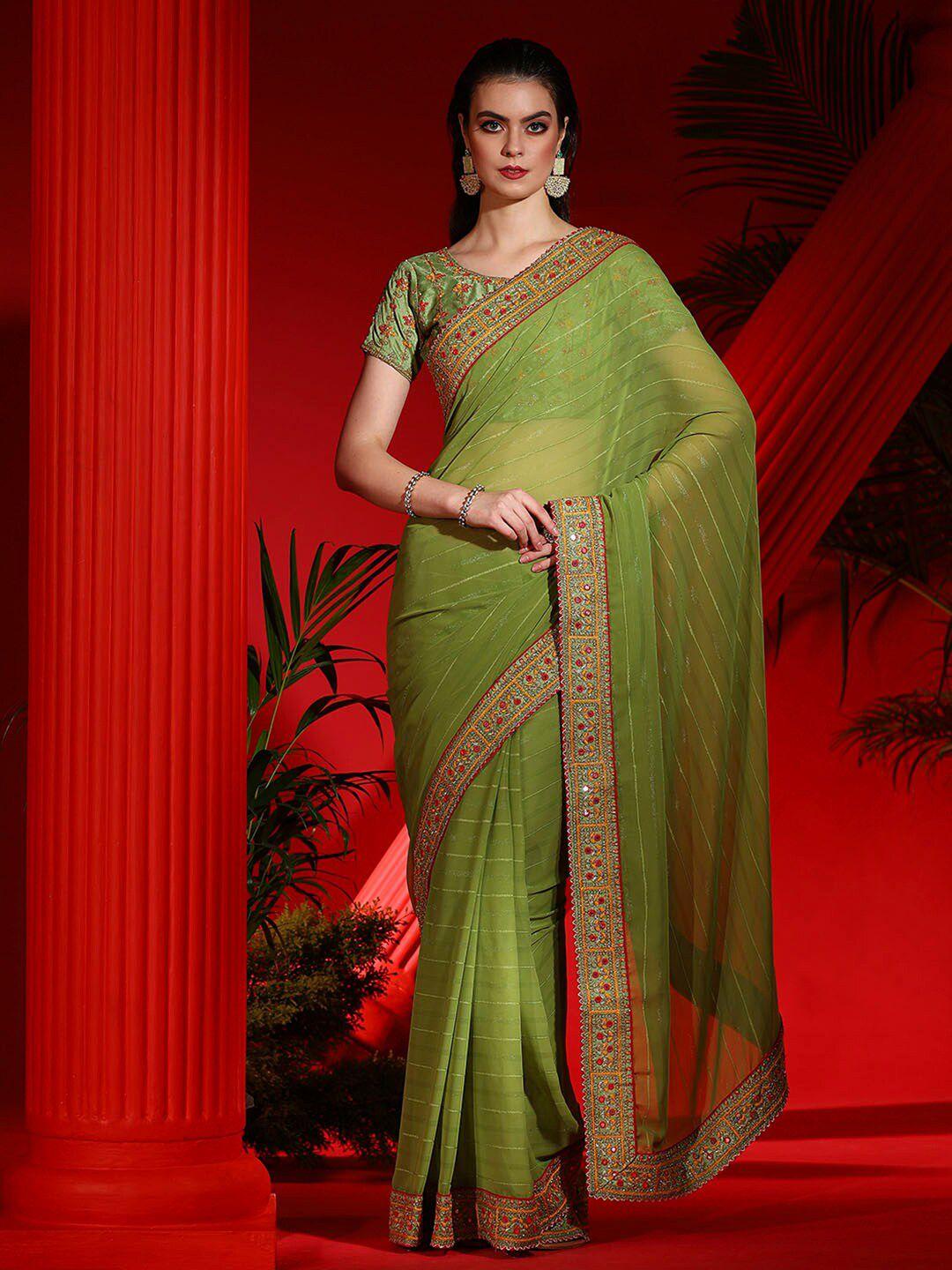 mitera embroidered pure georgette designer saree