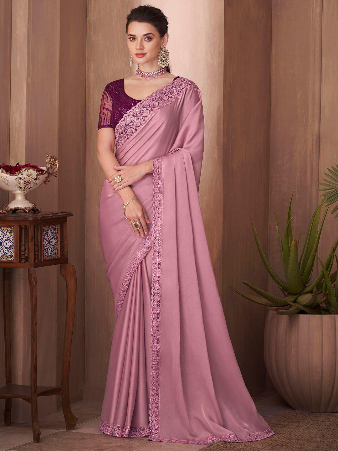 mitera sequinned silk blend designer saree