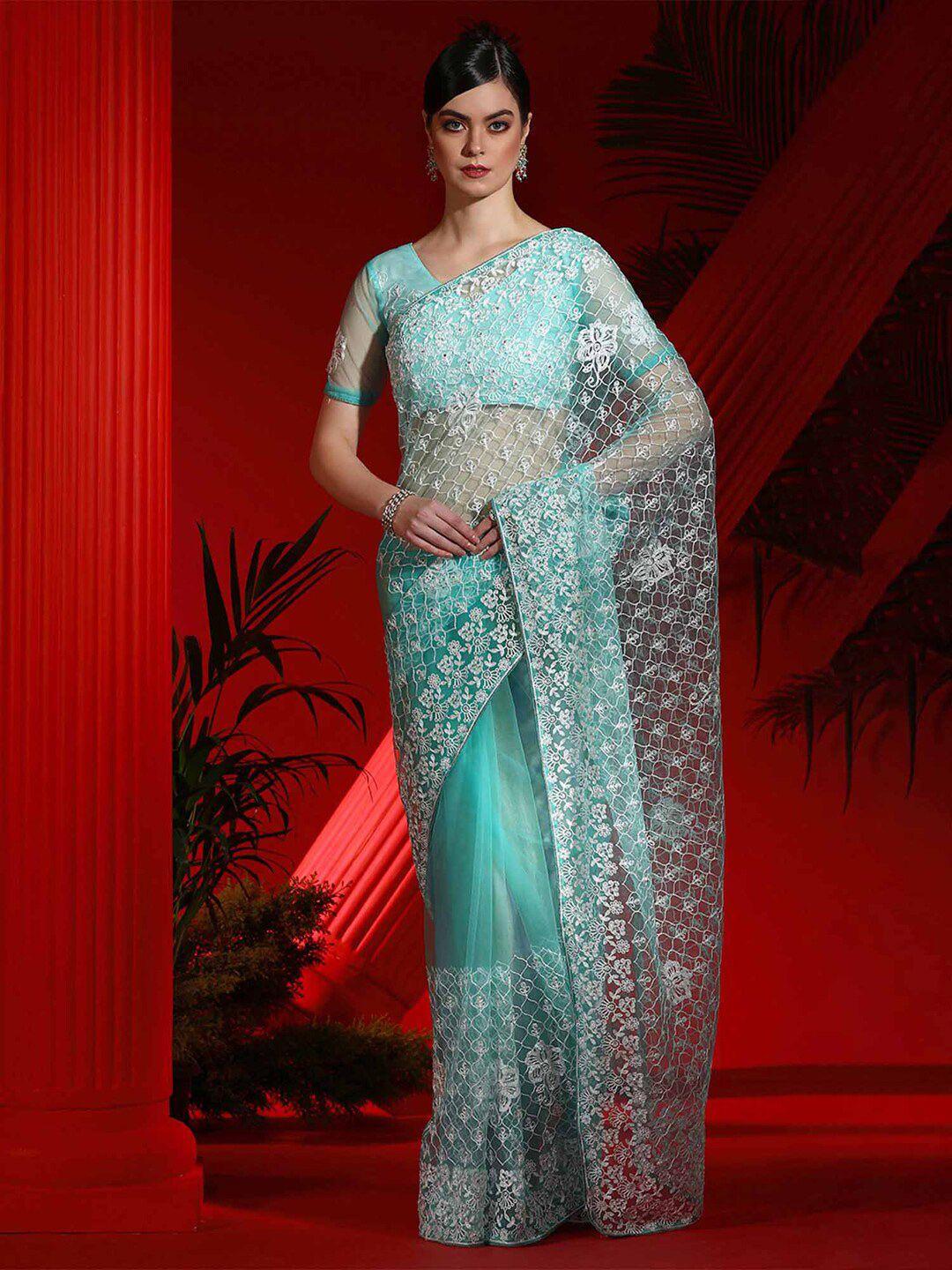 mitera ethnic motifs net designer saree