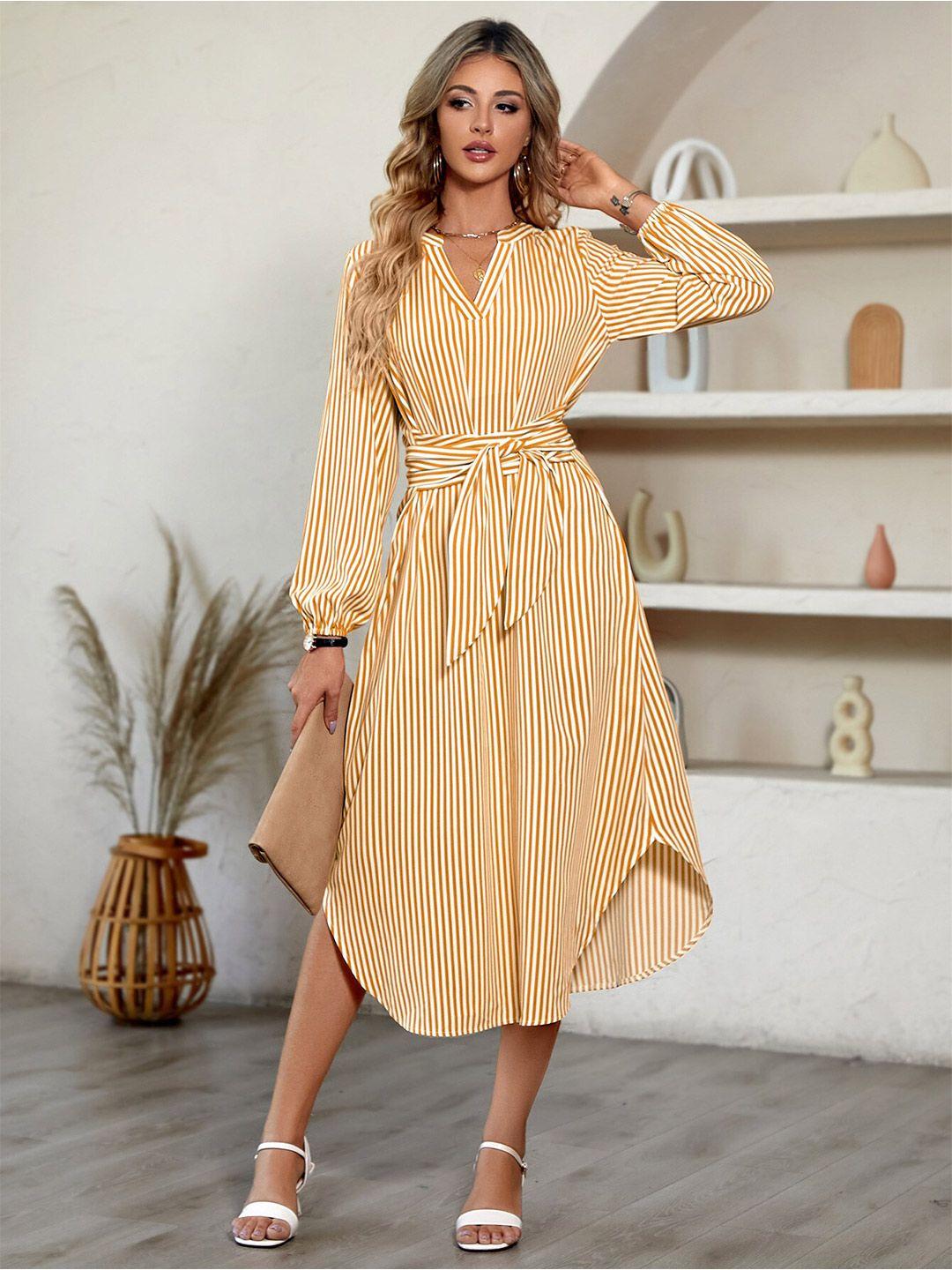 stylecast yellow striped tie-ups a-line dress