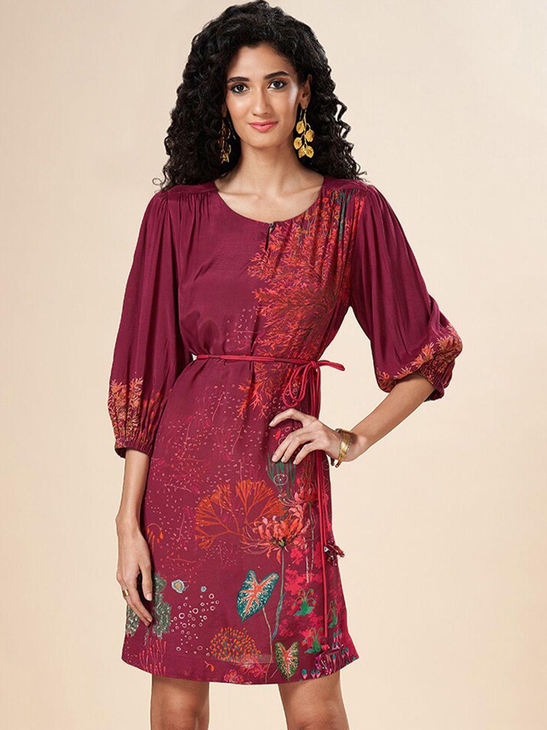 marigold lane floral printed puff sleeves dress