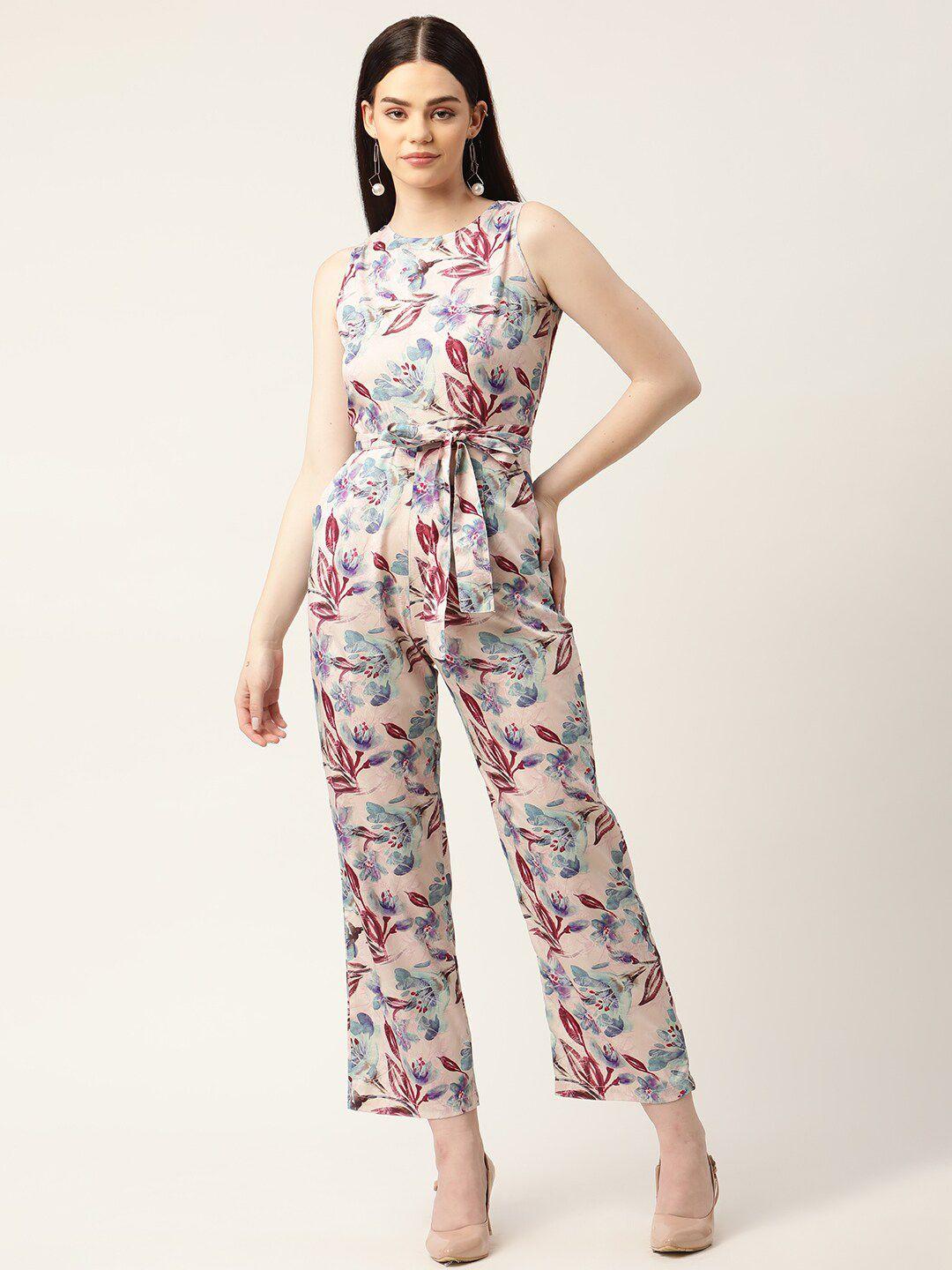 sirikit beige printed basic jumpsuit