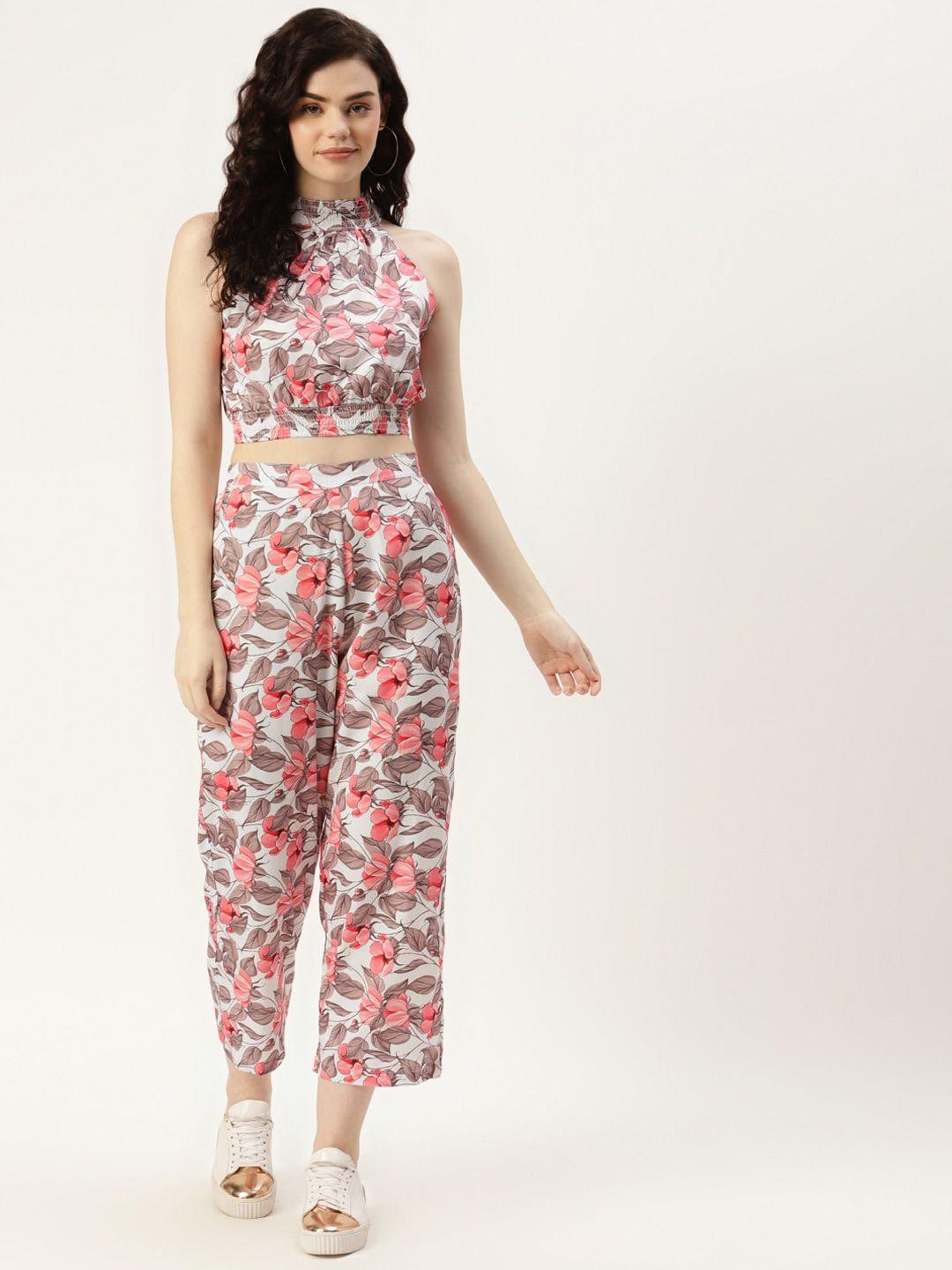 sirikit floral printed halter neck crop top with trousers